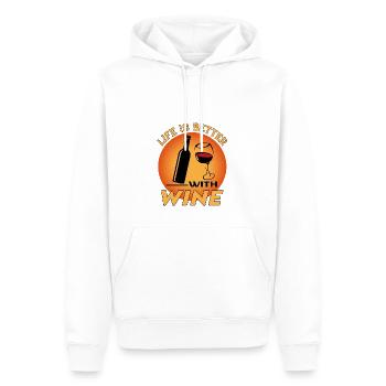 Wine Wein Alkohol Alcohol Saufen Life is Better - Männer Premium Bio Hoodie - Weiß - Vorne - Nico (187cm)
