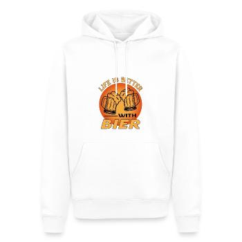 Bier Beer Alkohol Alcohol Saufen Life is Better - Männer Premium Bio Hoodie - Weiß - Vorne - Nico (187cm)