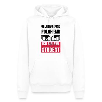 BWL Student Tassen & Zubehör - Männer Premium Bio Hoodie - Weiß - Vorne - Nico (187cm)