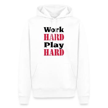 Work hard, play hard - Männer Premium Bio Hoodie - Weiß - Vorne - Nico (187cm)