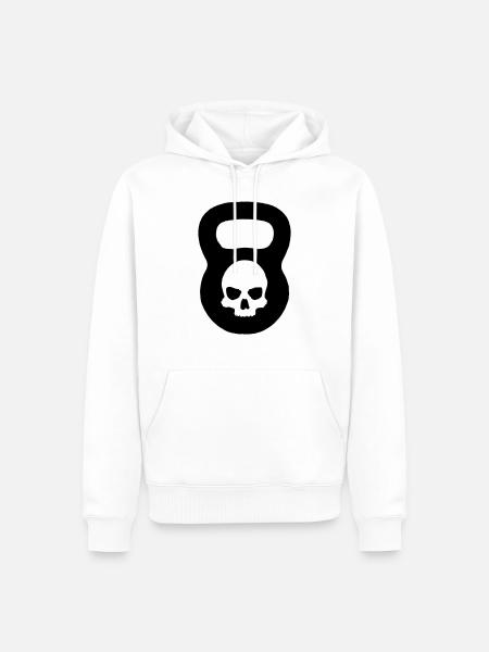 Kettlebell Ghost Black - Männer Premium Bio Hoodie - Weiß