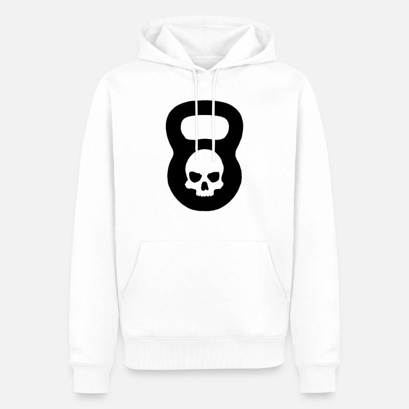 Kettlebell Ghost Black - Männer Premium Bio Hoodie - Weiß