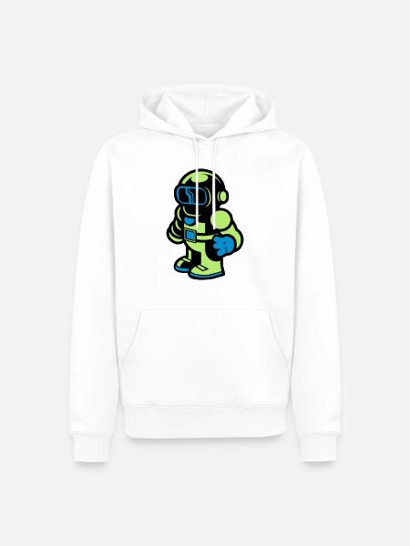 Cartoon Spaceman Astronaut - Men’s Premium Organic Hoodie - white