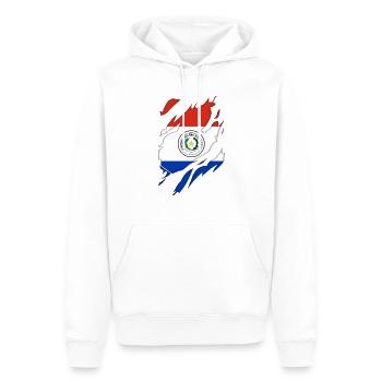 Paraguay flag torn motif - Men’s Premium Organic Hoodie - white - Front - Nico (187cm)