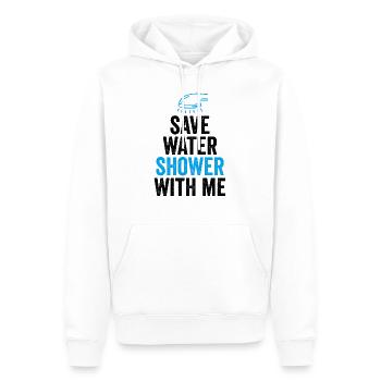 Wasser sparen Dusche mit mir - Männer Premium Bio Hoodie - Weiß - Vorne - Nico (187cm)