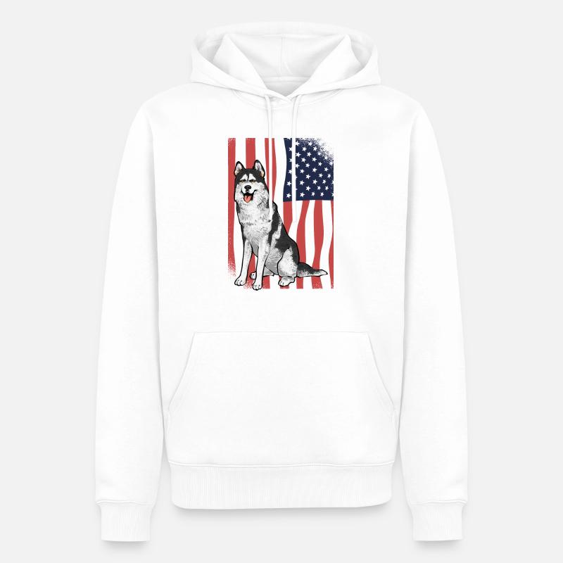 Chien Malamute d’Alaska - Sweat à capuche Premium bio Homme - blanc