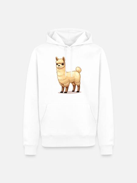 Alpaka und Lama Motiv - Männer Premium Bio Hoodie - Weiß