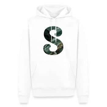 Lettre s marbré vert - Sweat à capuche Premium bio Homme - blanc - Devant - Nico (187cm)