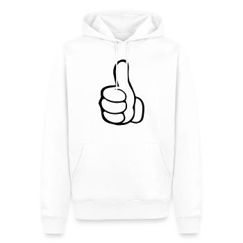 Pouce levé de la main - Sweat à capuche Premium bio Homme - blanc - Devant - Nico (187cm)