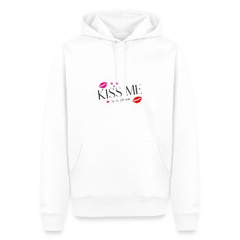 Kiss Me Mon Amour Typografie – Romantische französische Liebe - Männer Premium Bio Hoodie - Weiß - Vorne - Nico (187cm)