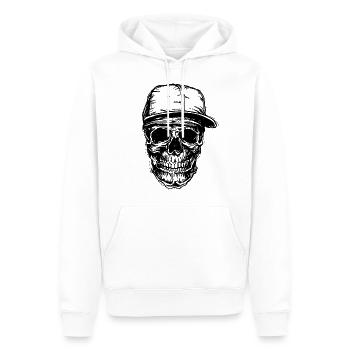 Crâne avec capuchon noir | Designs Monkey - Mode - Sweat à capuche Premium bio Homme - blanc - Devant - Nico (187cm)