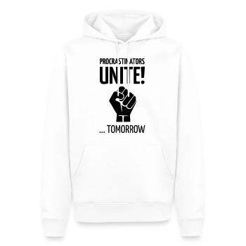 Procrastinators unite tomorrow! - Männer Premium Bio Hoodie - Weiß - Vorne - Nico (187cm)