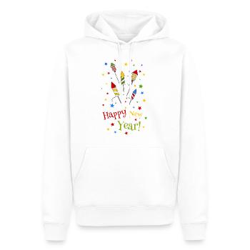 Silvester Party Outfit Happy New Year Raketen bunt - Männer Premium Bio Hoodie - Weiß - Vorne - Nico (187cm)