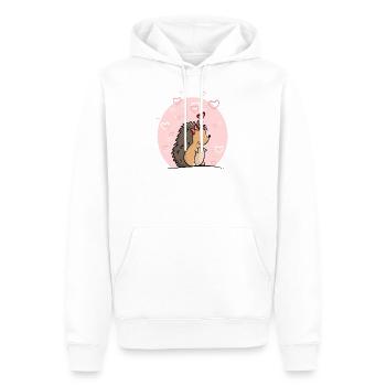 Igel Mädchen mit Herzen - Männer Premium Bio Hoodie - Weiß - Vorne - Nico (187cm)