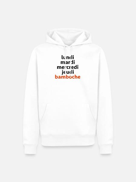 bamboche - Sweat à capuche Premium bio Homme - blanc