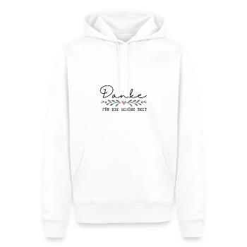 Danke für die schöne Zeit / Danke für Alles - Männer Premium Bio Hoodie - Weiß - Vorne - Nico (187cm)