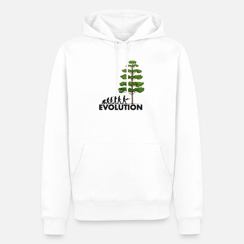 Tronçonneuse Evolution Grey Big Tree - Sweat à capuche Premium bio Homme - blanc