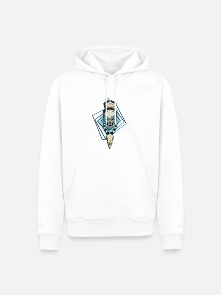 Blauer Schädel Tribal Schmuck - Männer Premium Bio Hoodie - Weiß