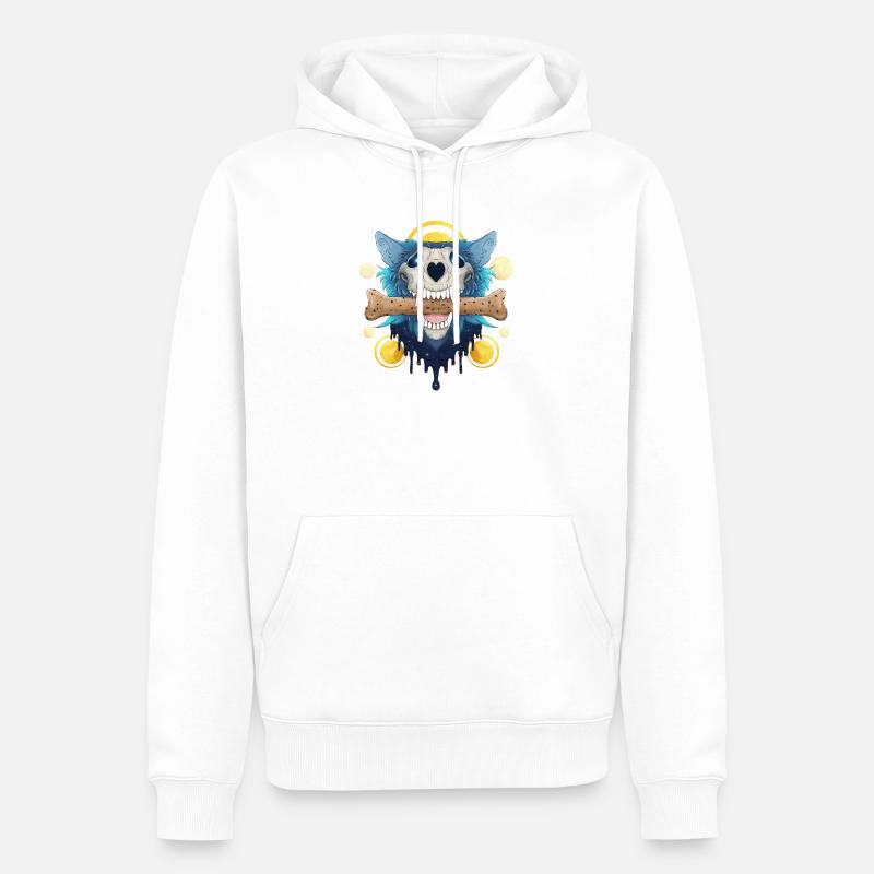Hellhound Skull Gold - Dämonischer Wolf & Keksknochen - Männer Premium Bio Hoodie - Weiß