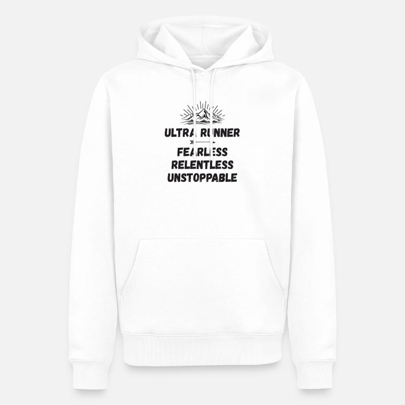 Ultra Runnner - Intrépide. Implacable. Imparable. - Sweat à capuche Premium bio Homme - blanc