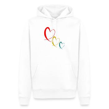 COEUR. MERCI. MAÎTRESSE. MAÎTRE. MERCI MAÎTRESSE. - Sweat à capuche Premium bio Homme - blanc - Devant - Nico (187cm)