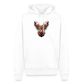 Cerf avec des fleurs - Sweat à capuche Premium bio Homme - blanc - Devant - Nico (187cm)