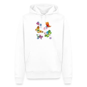 Fleurs, Fleurs, Papillon - Sweat à capuche Premium bio Homme - blanc - Devant - Nico (187cm)