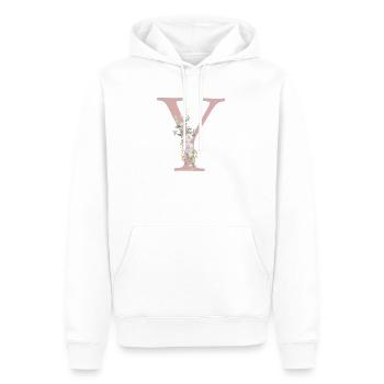 Y Monogram, Floral, Personnalisable - Sweat à capuche Premium bio Homme - blanc - Devant - Nico (187cm)