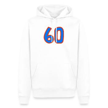 60. 60 JAHRE. 60-JÄHRIGES JUBILÄUM. 60. GEBURTSTAG. - Männer Premium Bio Hoodie - Weiß - Vorne - Nico (187cm)
