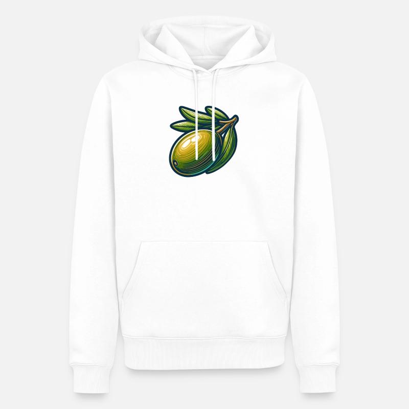 Illustration d'olive élégante et nature - Sweat à capuche Premium bio Homme - blanc