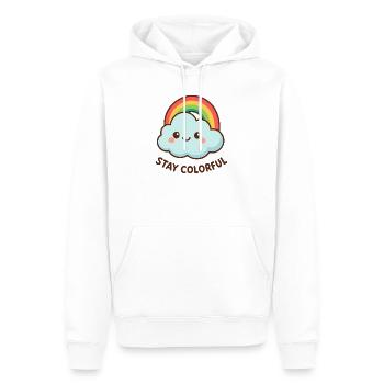 Joli motif arc-en-ciel avec des nuages - Sweat à capuche Premium bio Homme - blanc - Devant - Nico (187cm)