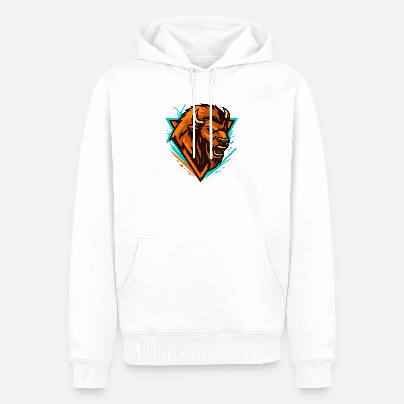 Logo de la Tempête d’Ours Turquoise Orange - Sweat à capuche Premium bio Homme - blanc