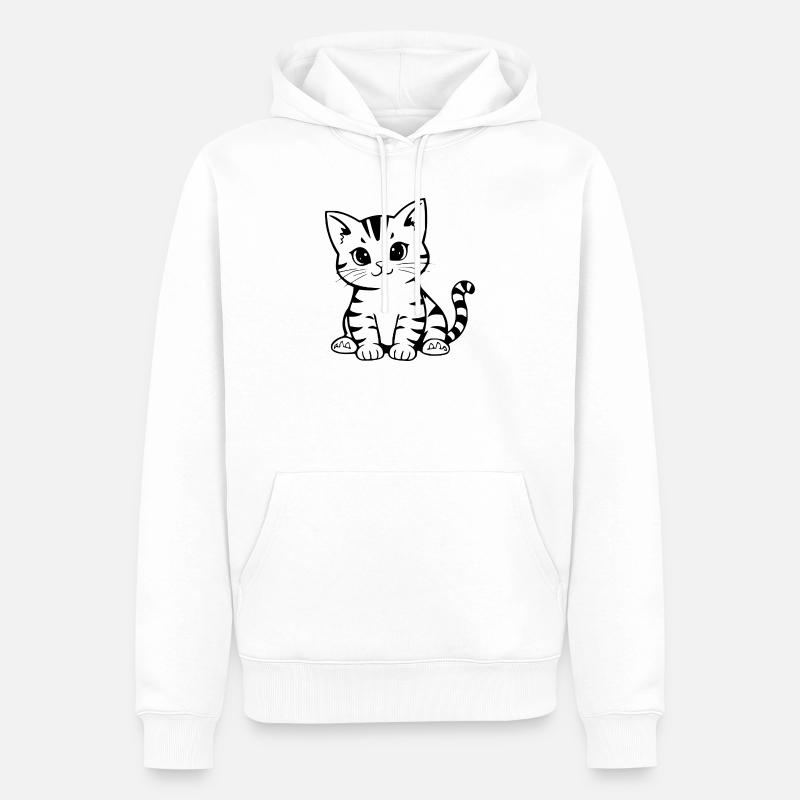 Cadeau de Noël Chat chaton Chat - Sweat à capuche Premium bio Homme - blanc