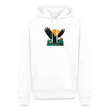Eagle Pixel – Coucher de soleil dans les montagnes - Sweat à capuche Premium bio Homme - blanc - Devant - Nico (187cm)