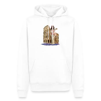 Pin-up im Kolosseum mit Pizza - Männer Premium Bio Hoodie - Weiß - Vorne - Nico (187cm)