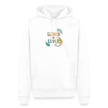 Lizard Lover — Couleurs tropicales - Sweat à capuche Premium bio Homme - blanc - Devant - Nico (187cm)