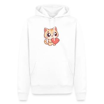 Chaton Coeur Doux - Sweat à capuche Premium bio Homme - blanc - Devant - Nico (187cm)