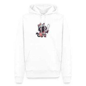 Chat Chevalier: épée et écu mignon - Sweat à capuche Premium bio Homme - blanc - Devant - Nico (187cm)
