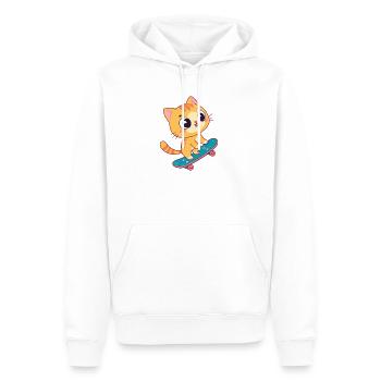 Chaton kawaii sur skateboard - Sweat à capuche Premium bio Homme - blanc - Devant - Nico (187cm)