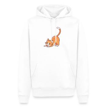 Chaton orange en étirement - Sweat à capuche Premium bio Homme - blanc - Devant - Nico (187cm)