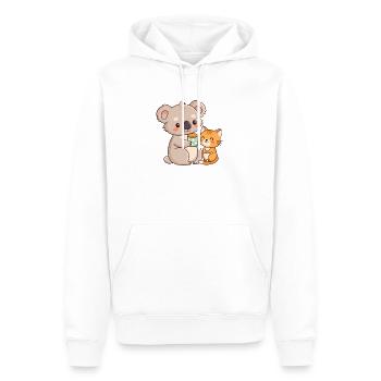 Koala und Katze Süßer Kaffee - Männer Premium Bio Hoodie - Weiß - Vorne - Nico (187cm)
