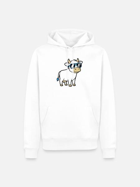 Cool Cow Sunglasses Casual Vector - Men’s Premium Organic Hoodie - white