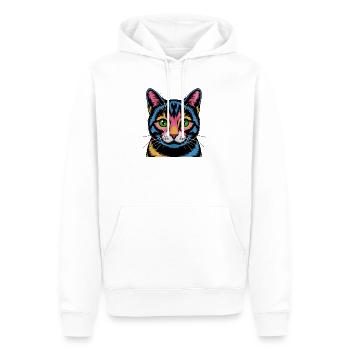 Colorful Pop Art Cat Neon Look - Men’s Premium Organic Hoodie - white - Front - Nico (187cm)