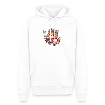 Knight Cat - Sword & Shield - Men’s Premium Organic Hoodie - white - Front - Nico (187cm)