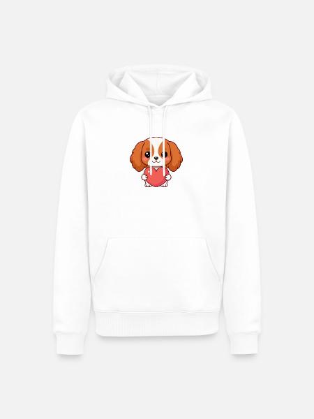 Süßer Hund mit rosa Herz - Männer Premium Bio Hoodie - Weiß