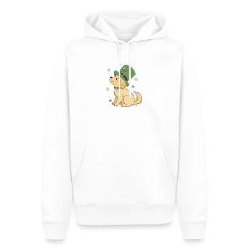 Chien Laabrador chapeau vert trèfle porte-bonheur - Sweat à capuche Premium bio Homme - blanc - Devant - Nico (187cm)