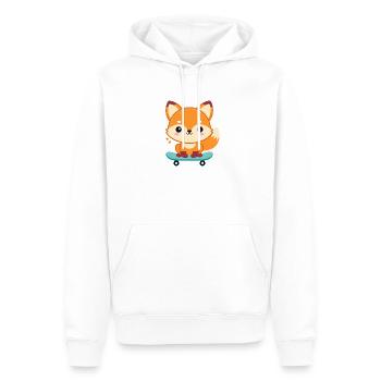 Fox auf einem fröhlichen Skateboard - Männer Premium Bio Hoodie - Weiß - Vorne - Nico (187cm)