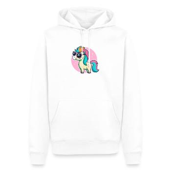 Rainbow Pony Glam-Brille - Männer Premium Bio Hoodie - Weiß - Vorne - Nico (187cm)
