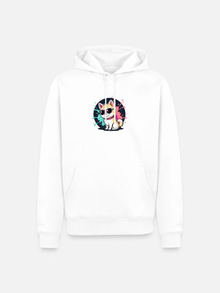 Kawaii Welpen-Sonne und Brille - Männer Premium Bio Hoodie - Weiß