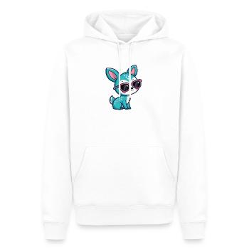 Kawaii Türkis-Rehkuh mit rosa Brille - Männer Premium Bio Hoodie - Weiß - Vorne - Nico (187cm)